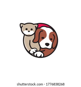 Dog and Cat Logo Cartoon Character. Logo template made on Animals or 
pets theme with simple contents. Unique cartoon design for blog, 
hotel, pet shop, veterinary clinic