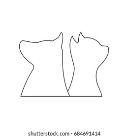 Dog and cat logo design. Linear and outline vector drawing and clipart. Isolated template for animal grooming, kennel, shelter and other ideas. 