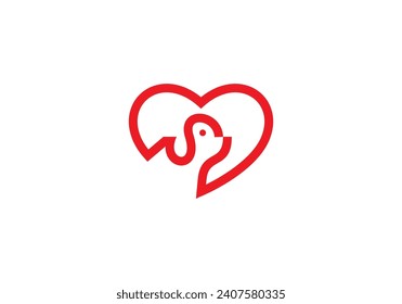 dog and cat logo design. love pet care white linear style concept element symbol