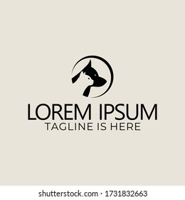 Dog and cat logo design. Negative cat space on the dog's body.