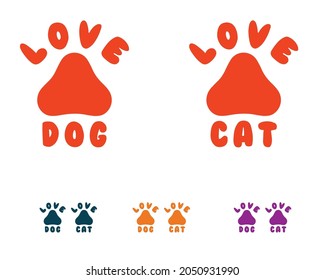 Dog and cat logo design with paws vector 