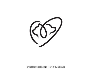 perro con el diseño del logotipo del gato. pet love health care symbol icon Vector