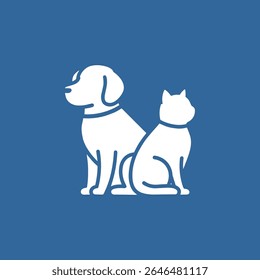 dog and cat logo design. pet care linear style concept element