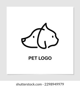 Dog and cat logo design, simple outline. Vector Illustration