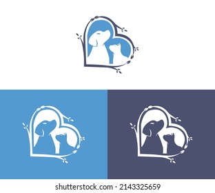 Vector de la plantilla de diseño del logotipo del perro y del gato