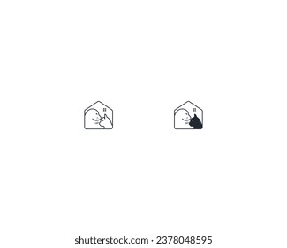 Dog and cat logo design template vector, line of pet logo design suitable for pet shop, store, caffe, business, hotel, veterinary clinic, Domestic animal vector illustration logotype, sign and symbol.