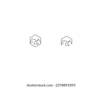 Dog and cat logo design template vector, line of pet logo design suitable for pet shop, store, cafe, business, hotel, veterinary clinic, Domestic animals vector illustration logotype, sign or symbol