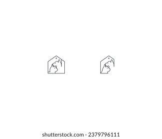 Dog and cat logo design template vector, line of pet logo design suitable for pet shop, store, caffe, business, hotel, veterinary clinic, Domestic animals vector illustration logotype, sign and symbol