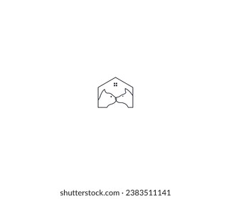 Dog and cat logo design template vector, line of pet logo design suitable for pet shop, store, cafe, business, hotel, veterinary clinic, Domestic animal vector illustration logotype, sign, symbol.