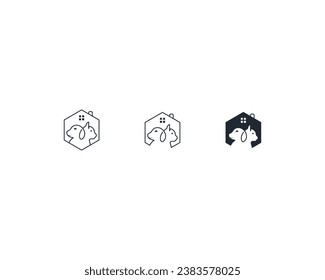 Dog and cat logo design template vector, line of pet logo design suitable for pet shop, store, cafe, business, hotel, veterinary clinic, Domestic animals vector illustration logotype, sign, symbol.