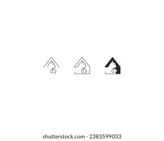 Dog and cat logo design template vector, line of pet logo design suitable for pet shop, store, caffe, business, hotel, veterinary clinic, Domestic animals vector illustration logotype, sign, symbol..