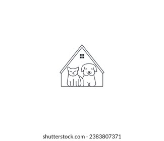 Modelo de diseño del logo de perro y gato vector, línea de diseño del logotipo de mascotas adecuado para tienda de mascotas, tienda, cafetería, negocios, hotel, clínica veterinaria, logotipo de ilustración de vector animal doméstico, signo, símbolo