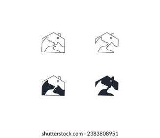 Dog and cat logo design template vector, line of pet logo design suitable for pet shop, store, cafe, business, hotel, veterinary clinic, Domestic animals vector illustration logotype, sign or symbol