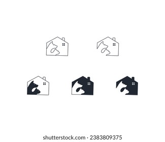 Modelo de diseño del logo del perro y del gato vector, línea de diseño del logotipo de mascotas adecuado para tienda de mascotas, tienda, cafetería, negocios, hotel, clínica veterinaria, logotipo de la ilustración del vector de animales domésticos, signo, símbolo.