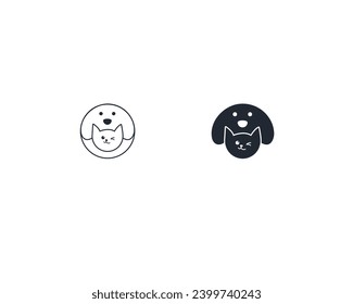 Dog and cat logo design template vector, line of pet logo design suitable for pet shop, store, cafe, business, hotel, veterinary clinic, Domestic animal vector illustration logotype, sign, symbol