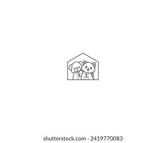 Dog and cat logo design template vector, line of pet logo design suitable for pet shop, store, cafe, business, hotel, veterinary clinic, Domestic animal vector illustration logotype, sign or symbol