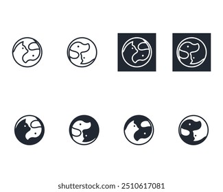 Dog and cat logo design template vector, line of pet logo design suitable for pet shop, store, cafe, business, hotel, veterinary clinic, Domestic animals vector illustration logotype, sign and symbol.