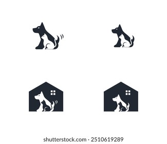 Dog and cat logo design template vector, line of pet logo design suitable for pet shop, store, cafe, business, hotel, veterinary clinic, Domestic animals vector illustration logotype, sign, symbol.