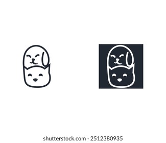 Vector de Plantilla de diseño de logotipo de perro y gato, línea de diseño de logotipo de mascota adecuado para tienda de mascotas, tienda, cafetería, negocio, hotel, clínica veterinaria, logotipo de Ilustración vectorial de animales domésticos, letrero y símbolo.