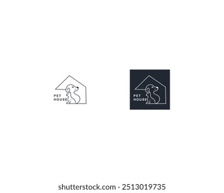 Dog and cat logo design template vector, line of pet logo design suitable for pet shop, store, cafe, business, hotel, veterinary clinic, Domestic animals vector illustration logotype, sign, symbol.