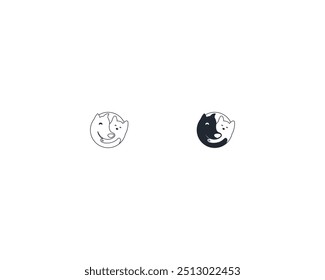 Dog and cat logo design template vector, line of pet logo design suitable for pet shop, store, caffe, business, hotel, veterinary clinic, Domestic animals vector illustration logotype, sign and symbol