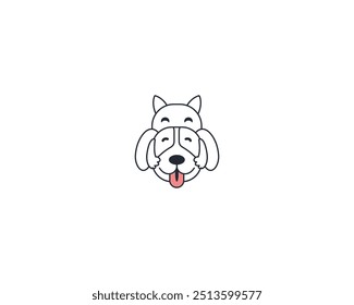 Dog and cat logo design template vector, line of pet logo design suitable for pet shop, store, cafe, business, hotel, veterinary clinic, Domestic animals vector illustration logotype, sign, symbol.