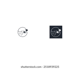 Dog and cat logo design template vector, line of pet logo design suitable for pet shop, store, cafe, business, hotel, veterinary clinic, Domestic animal vector illustration logotype, sign, symbol.