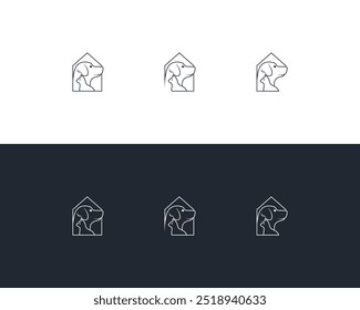 Dog and cat logo design template vector, line of pet logo design suitable for pet shop, store, caffe, business, hotel, veterinary clinic, Domestic animal vector illustration logotype, sign and symbol.