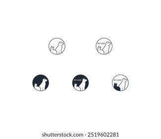Dog and cat logo design template vector, line of pet logo design suitable for pet shop, store, cafe, business, hotel, veterinary clinic, Domestic animals vector illustration logotype, sign or symbol