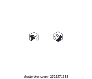 Dog and cat logo design template vector, line of pet logo design suitable for pet shop, store, cafe, business, hotel, veterinary clinic, Domestic animal vector illustration logotype, sign, symbol.