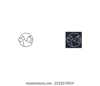 Dog and cat logo design template vector, line of pet logo design suitable for pet shop, store, cafe, business, hotel, veterinary clinic, Domestic animals vector illustration logotype, sign, symbol.