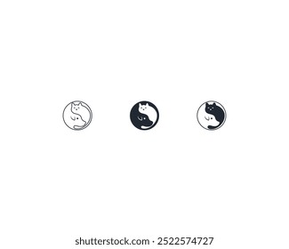 Dog and cat logo design template vector, line of pet logo design suitable for pet shop, store, caffe, business, hotel, veterinary clinic, Domestic animals vector illustration logotype, sign and symbol