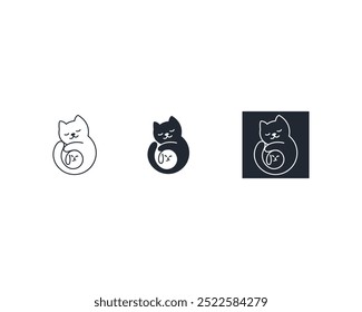 Dog and cat logo design template vector, line of pet logo design suitable for pet shop, store, caffe, business, hotel, veterinary clinic, Domestic animal vector illustration logotype, sign, symbol.