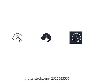 Dog and cat logo design template vector, line of pet logo design suitable for pet shop, store, caffe, business, hotel, veterinary clinic, Domestic animals vector illustration logotype, sign and symbol