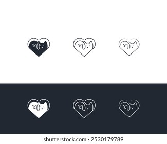 Dog and cat logo design template vector, line of pet logo design suitable for pet shop, store, cafe, business, hotel, veterinary clinic, Domestic animal vector illustration logotype, sign, symbol.