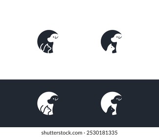 Dog and cat logo design template vector, line of pet logo design suitable for pet shop, store, cafe, business, hotel, veterinary clinic, Domestic animals vector illustration logotype, sign and symbol.