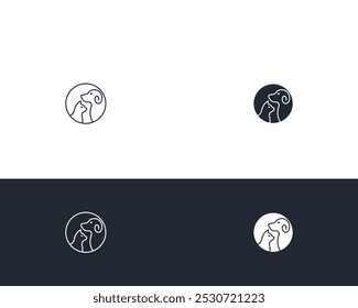 Dog and cat logo design template vector, line of pet logo design suitable for pet shop, store, caffe, business, hotel, veterinary clinic, Domestic animal vector illustration logotype, sign, symbol.