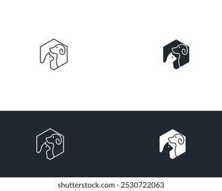 Dog and cat logo design template vector, line of pet logo design suitable for pet shop, store, caffe, business, hotel, veterinary clinic, Domestic animals vector illustration logotype, sign and symbol