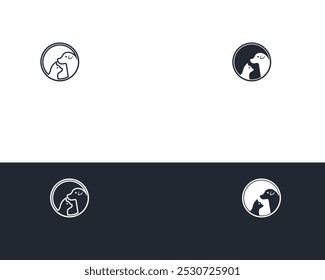 Dog and cat logo design template vector, line of pet logo design suitable for pet shop, store, caffe, business, hotel, veterinary clinic, Domestic animals vector illustration logotype, sign, symbol.