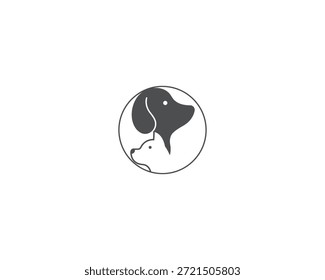 Vetor de modelo de design de logotipo de cão e gato, linha de design de logotipo de animal de estimação adequado para pet shop, loja, café, negócios, hotel, clínica veterinária, logotipo de ilustração de vetor animal doméstico, sinal, símbolo