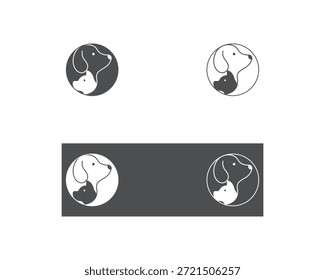 Vector de Plantilla de diseño de logotipo de perro y gato, línea de diseño de logotipo de mascota adecuado para tienda de mascotas, tienda, cafetería, negocio, hotel, clínica veterinaria, logotipo de Ilustración vectorial de animales domésticos, letrero o símbolo