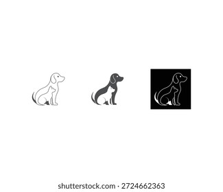 Vector de Plantilla de diseño de logotipo de perro y gato, línea de diseño de logotipo de mascota adecuado para tienda de mascotas, tienda, cafetería, negocio, hotel, clínica veterinaria, logotipo de Ilustración vectorial de animales domésticos, letrero y símbolo.