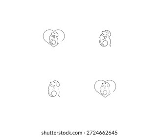 Vector de Plantilla de diseño de logotipo de perro y gato, línea de diseño de logotipo de mascota adecuado para tienda de mascotas, tienda, cafetería, negocio, hotel, clínica veterinaria, logotipo de Ilustración vectorial de animales domésticos, letrero y símbolo