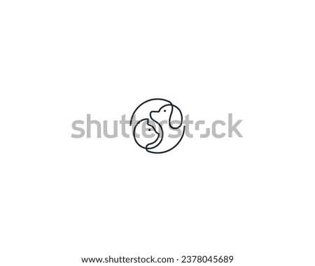 Dog and cat logo design template vector, line of pet logo design suitable for pet shop, store, cafe, business, hotel, veterinary clinic, Domestic animals vector illustration logotype, sign and symbol.