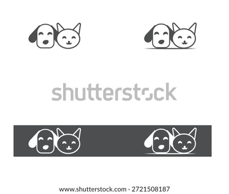 Dog and cat logo design template vector, line of pet logo design suitable for pet shop, store, caffe, business, hotel, veterinary clinic, Domestic animals vector illustration logotype, sign, symbol