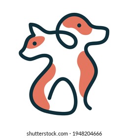 Dog and Cat Logo Design Vector Template