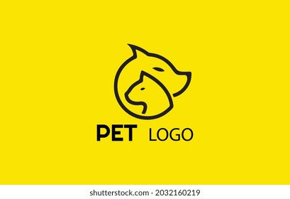 Dog and cat logo design vector.