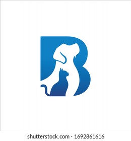 dog cat logo formed b letter vector element design