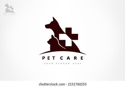 Dog and cat logo. Pet clinic design vector. Nurseries for pets.