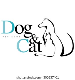 Dog & Cat Logo For Pet Shop, Vet.